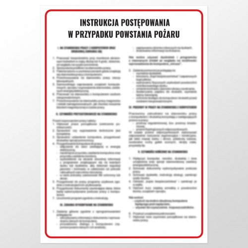 Instrukcja postępowania w przypadku powstania pożaru